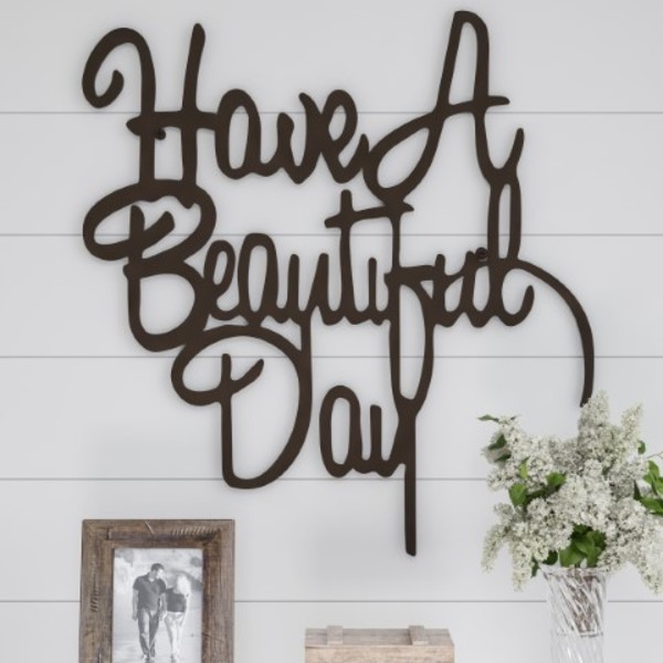 Hastings Home Metal Cutout, Have a Beautiful Day Decorative Wall Sign 3D Word Art Décor, Modern Rustic Farmhouse 168105NTD